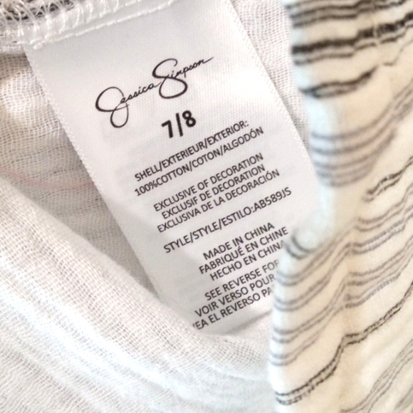 JESSICA SIMPSON GIRLS BLACK WHITE STRIPE BACK BUTTON DOWN DRESS SIZE 7-8 NWT - Picture 9 of 9